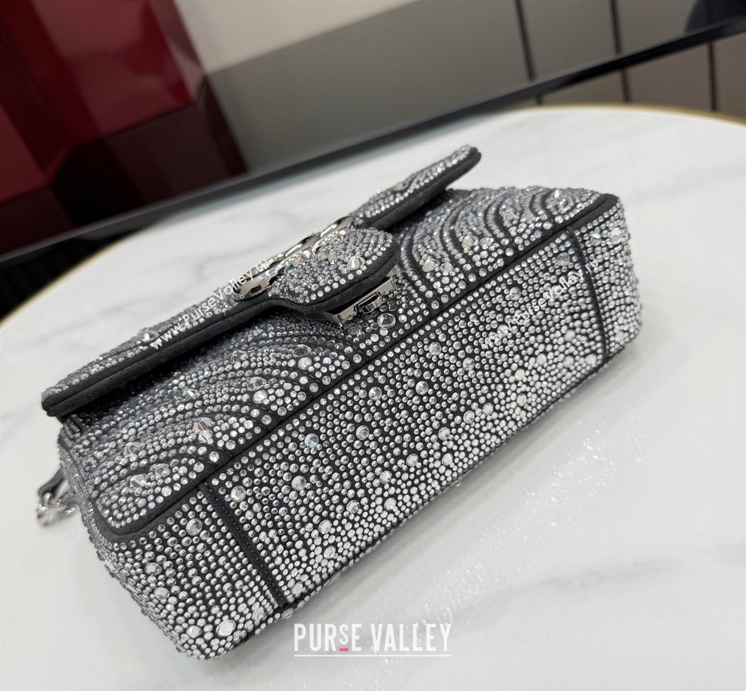 Gucci GG Marmont crystals small shoulder bag Grey 2026 837280 (XLU-260206092)