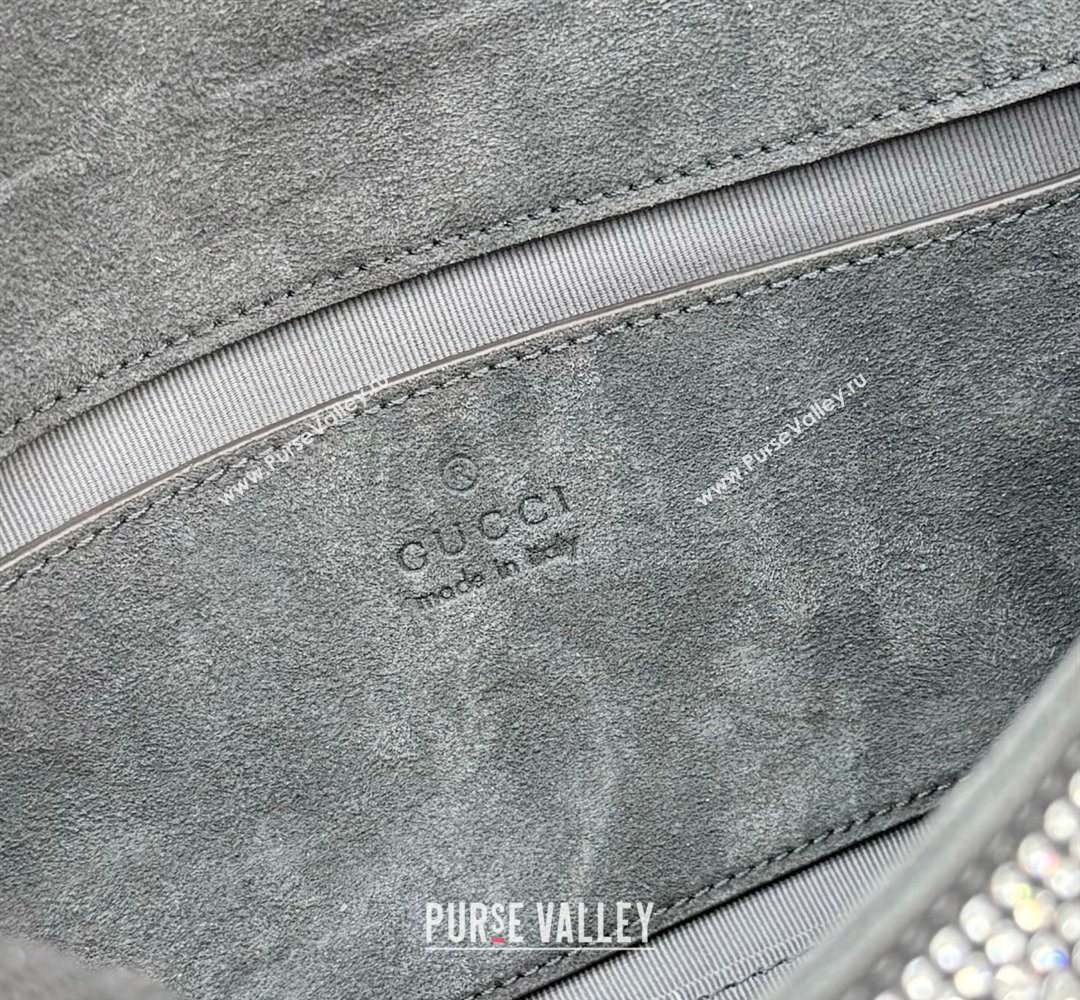 Gucci GG Marmont crystals small shoulder bag Grey 2026 837280 (XLU-260206092)