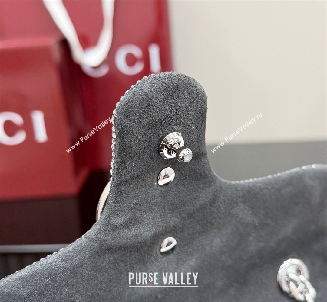 Gucci GG Marmont crystals small shoulder bag Grey 2026 837280 (XLU-260206092)