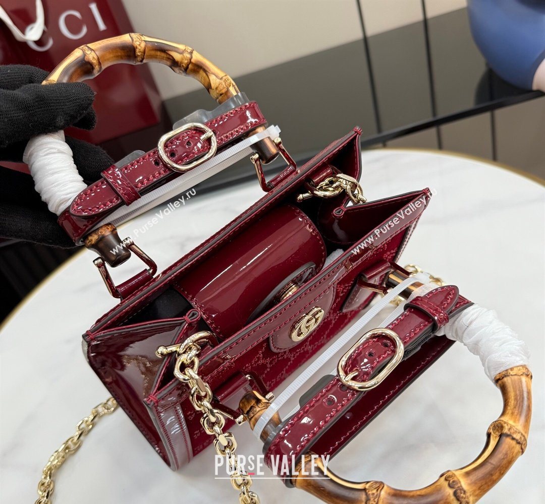 Gucci Diana crystals velvet small tote bag Ancora Red 675800 2026 (XLU-260206085)