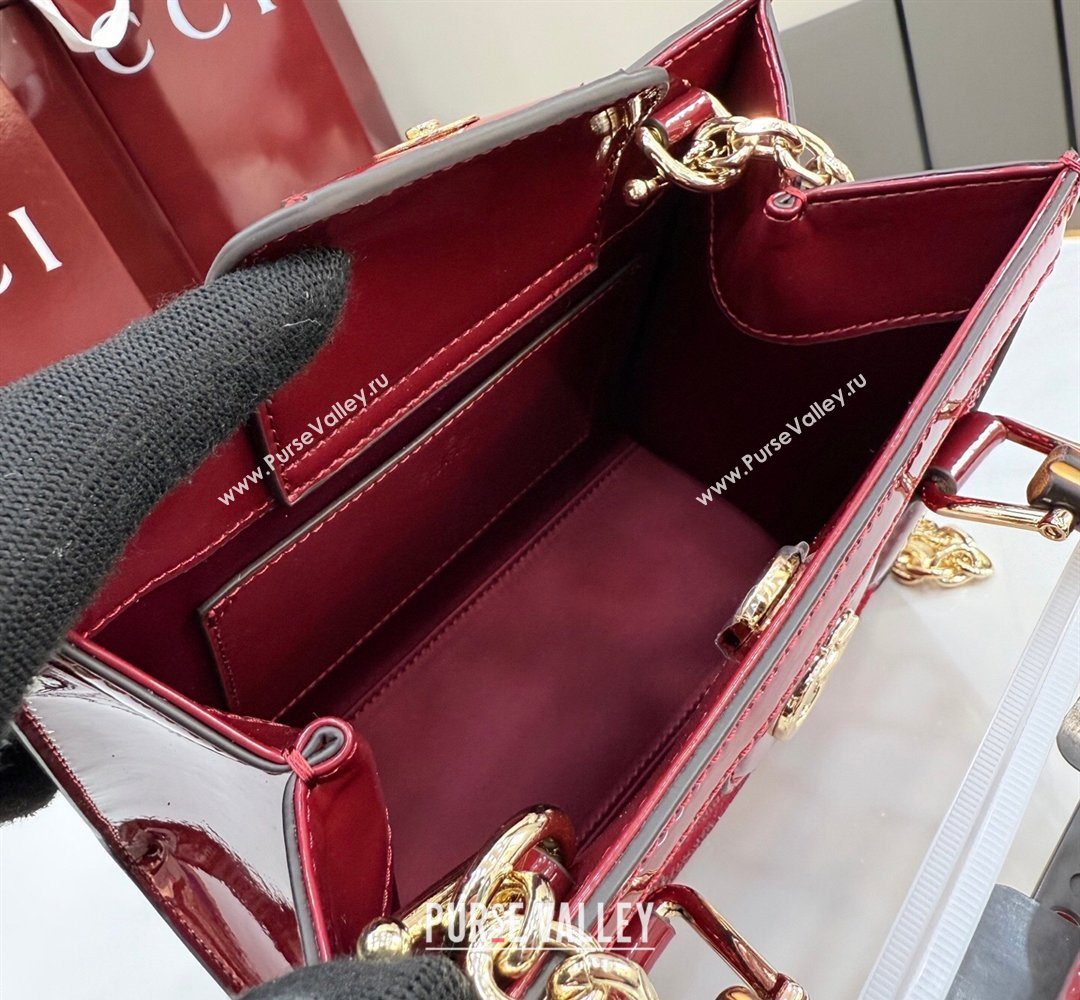 Gucci Diana crystals velvet small tote bag Ancora Red 675800 2026 (XLU-260206085)