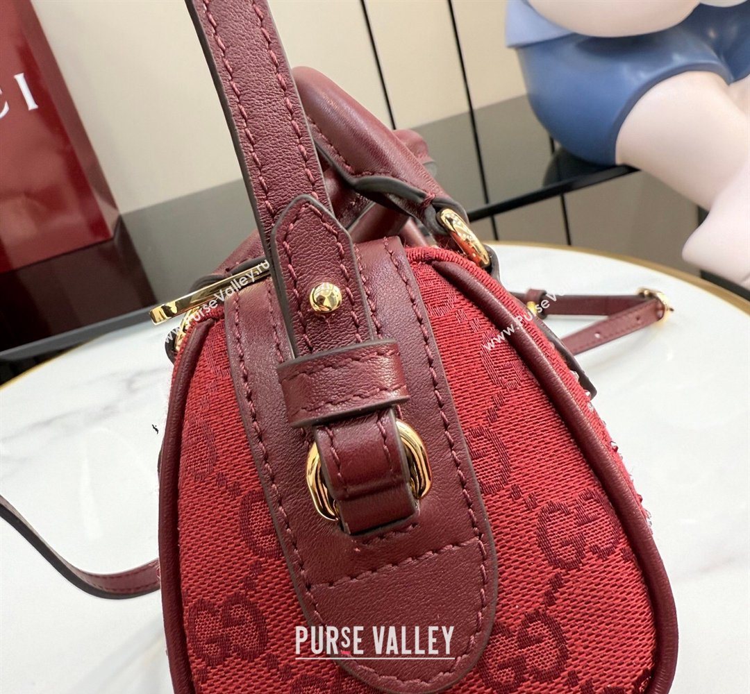 Gucci Ophidia Crystals GG Canvas Super Mini bag Ancora Red 2026 781490 (XLU-260206086)