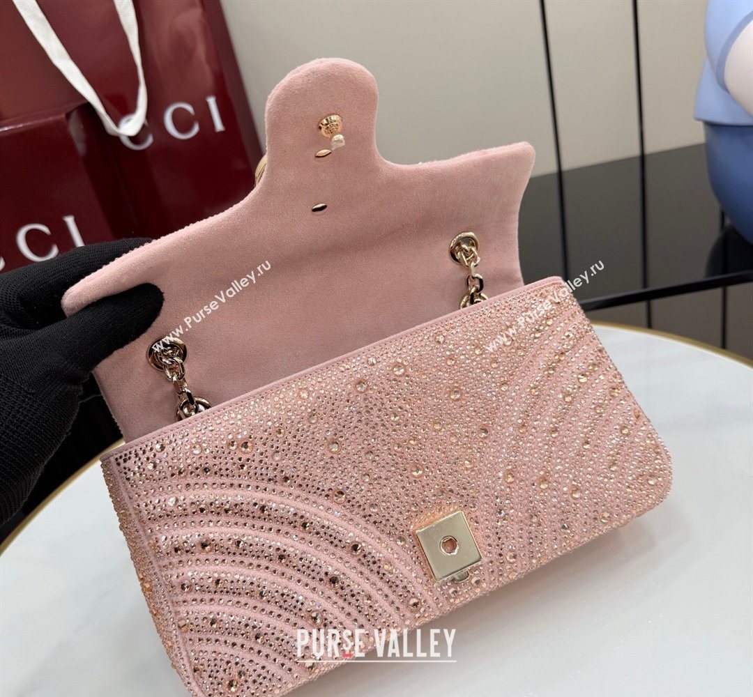 Gucci GG Marmont crystals medium shoulder bag Light Pink 2026 837267 (XLU-260206087)
