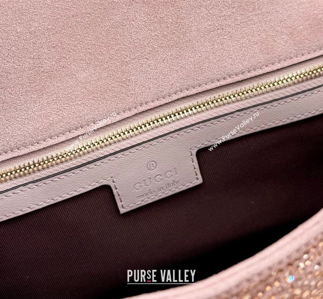 Gucci GG Marmont crystals medium shoulder bag Light Pink 2026 837267 (XLU-260206087)