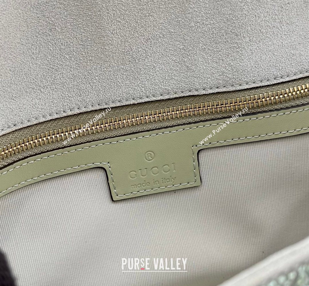 Gucci GG Marmont crystals medium shoulder bag Pale Green 2026 837267 (XLU-260206088)