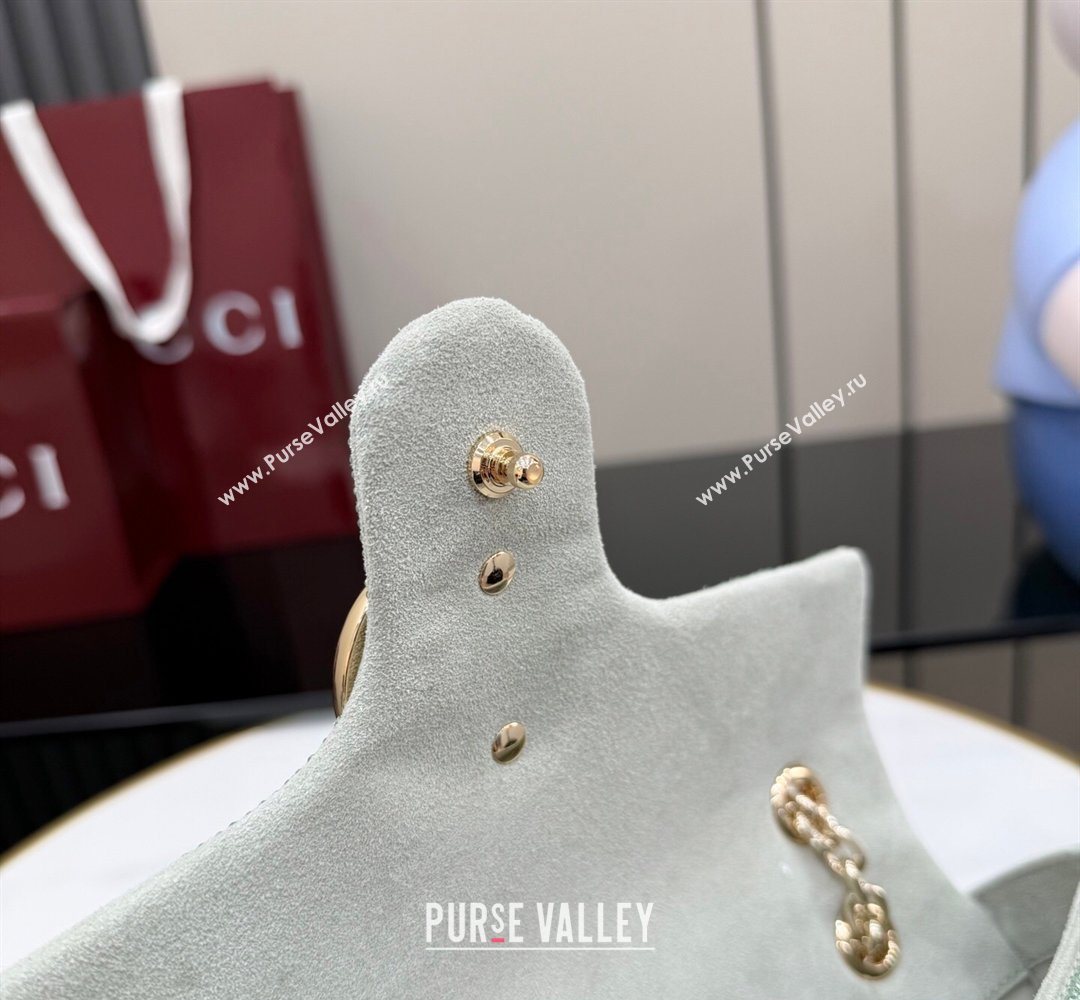 Gucci GG Marmont crystals medium shoulder bag Pale Green 2026 837267 (XLU-260206088)