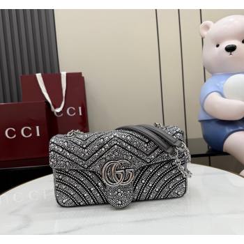 Gucci GG Marmont crystals medium shoulder bag Grey 2026 837267 (XLU-260206089)