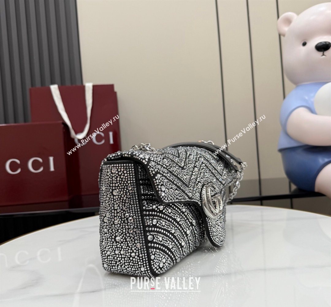 Gucci GG Marmont crystals medium shoulder bag Grey 2026 837267 (XLU-260206089)