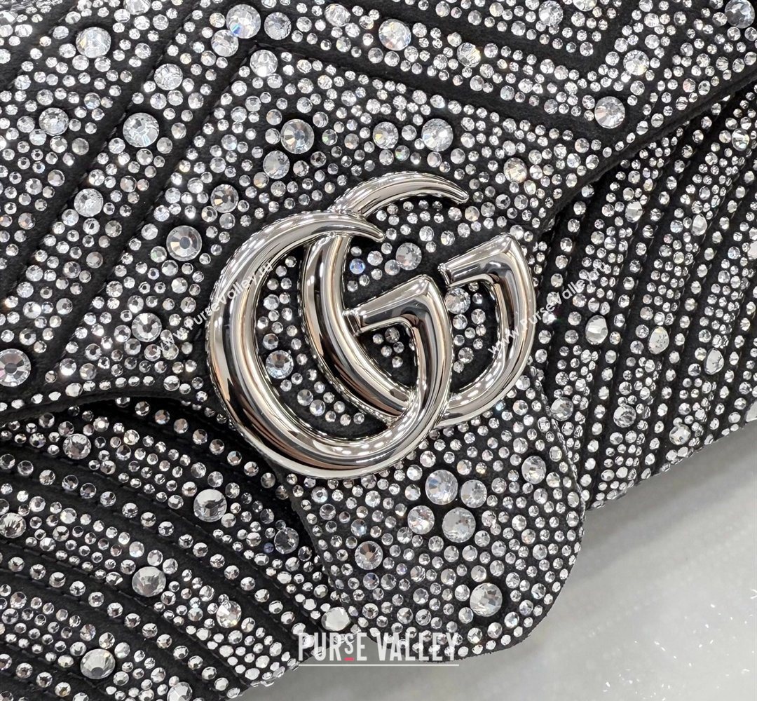 Gucci GG Marmont crystals medium shoulder bag Grey 2026 837267 (XLU-260206089)