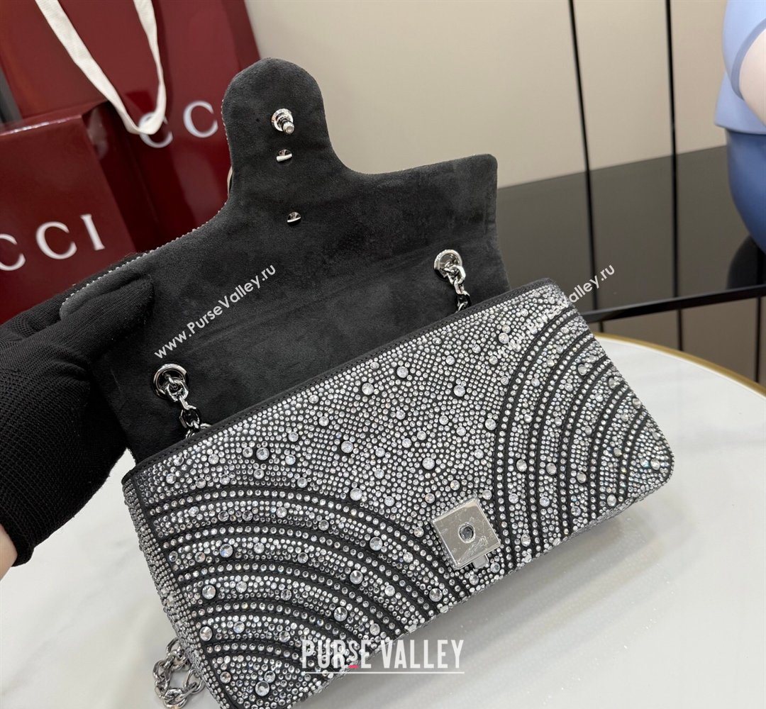 Gucci GG Marmont crystals medium shoulder bag Grey 2026 837267 (XLU-260206089)
