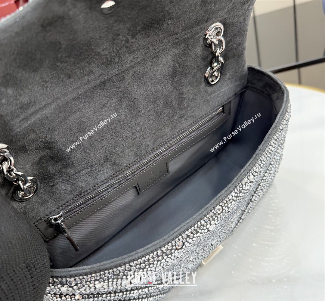 Gucci GG Marmont crystals medium shoulder bag Grey 2026 837267 (XLU-260206089)