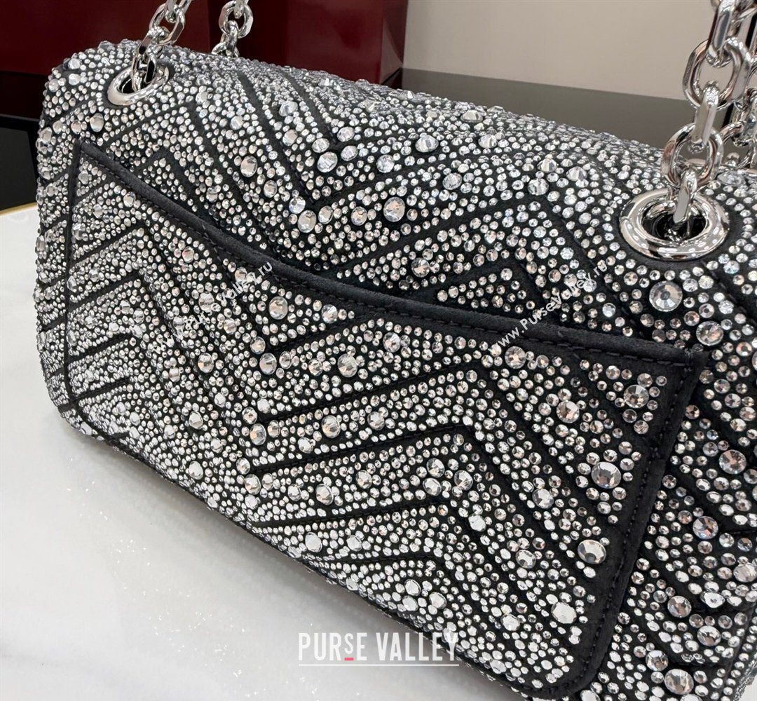 Gucci GG Marmont crystals medium shoulder bag Grey 2026 837267 (XLU-260206089)