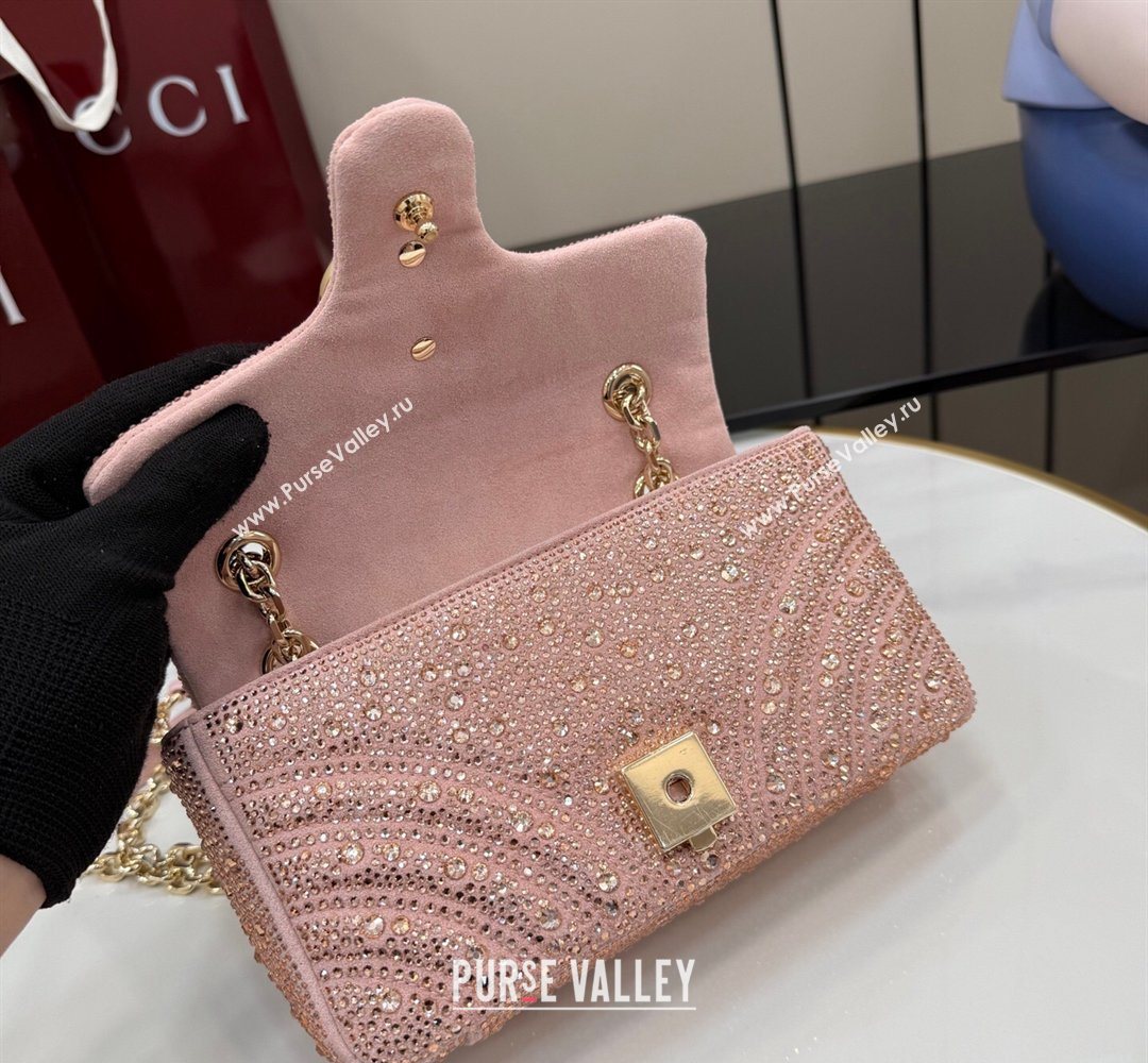 Gucci GG Marmont crystals small shoulder bag Light Pink 2026 837280 (XLU-260206090)