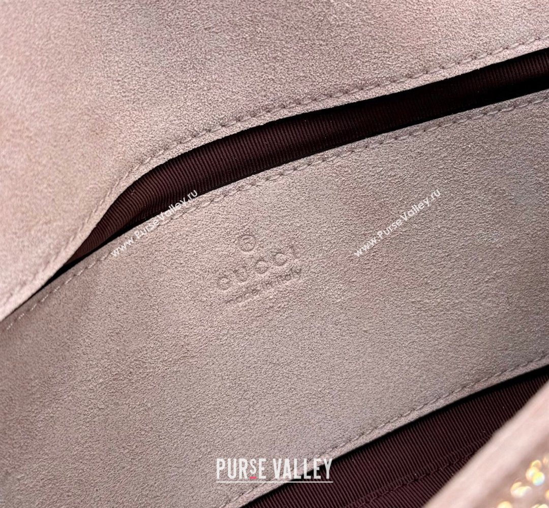 Gucci GG Marmont crystals small shoulder bag Light Pink 2026 837280 (XLU-260206090)