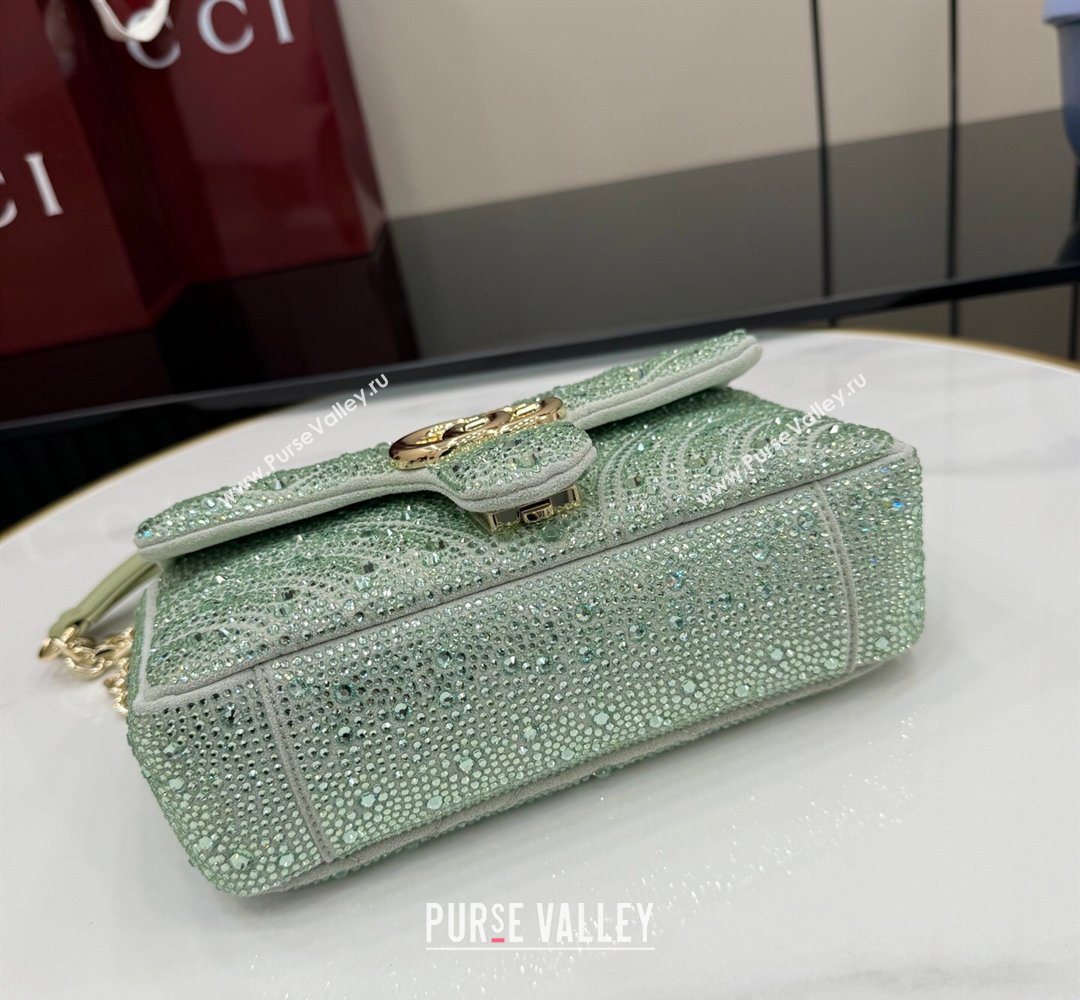 Gucci GG Marmont crystals small shoulder bag Pale Green 2026 837280 (XLU-260206091)
