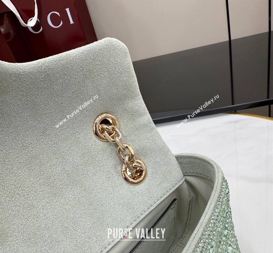 Gucci GG Marmont crystals small shoulder bag Pale Green 2026 837280 (XLU-260206091)