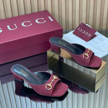 Gucci GG Canvas Heel Slides Sandal 5.5cm with Horsebit Burgundy 2026 GG030504 (MD-260305048)