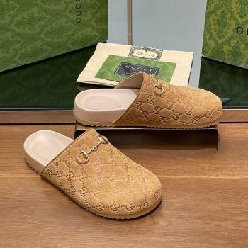 Gucci Horsebit GG Suede Mules Apricot 2026 746712 (MD-260305126)