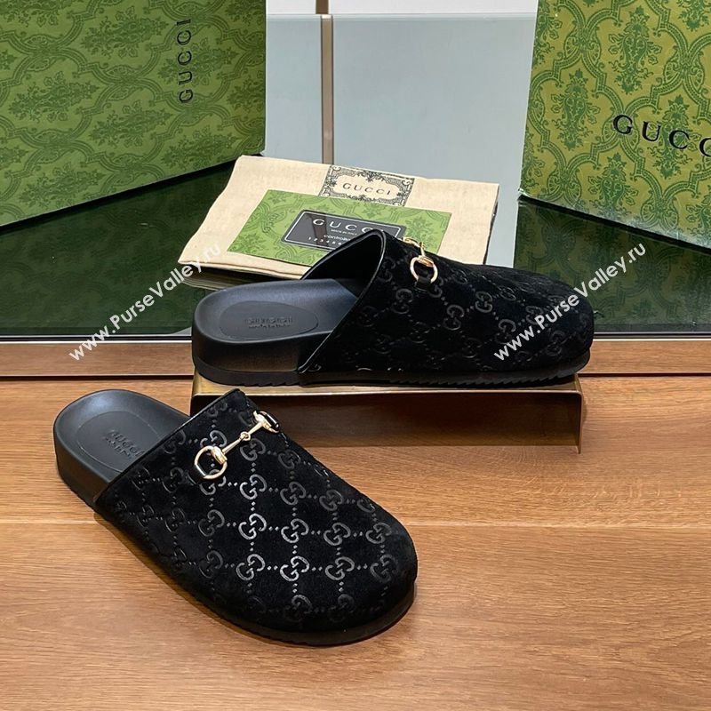 Gucci Horsebit GG Velvet Mules Black 2026 746712 (MD-260305128)