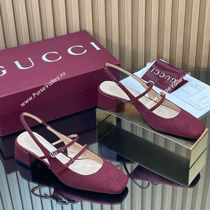 Gucci GG Canvas Slingbacks Pump 5.5cm with Strap Red 2026 GG030506 (MD-260305092)