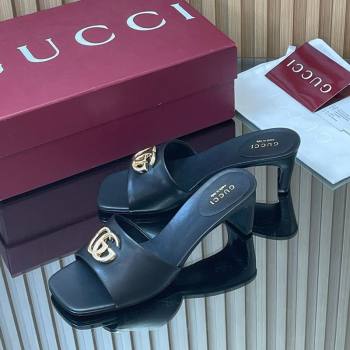 Gucci Lambskin Leather Heel Slides Sandal 5.5cm Black 2026 GG030503 (MD-260305023)