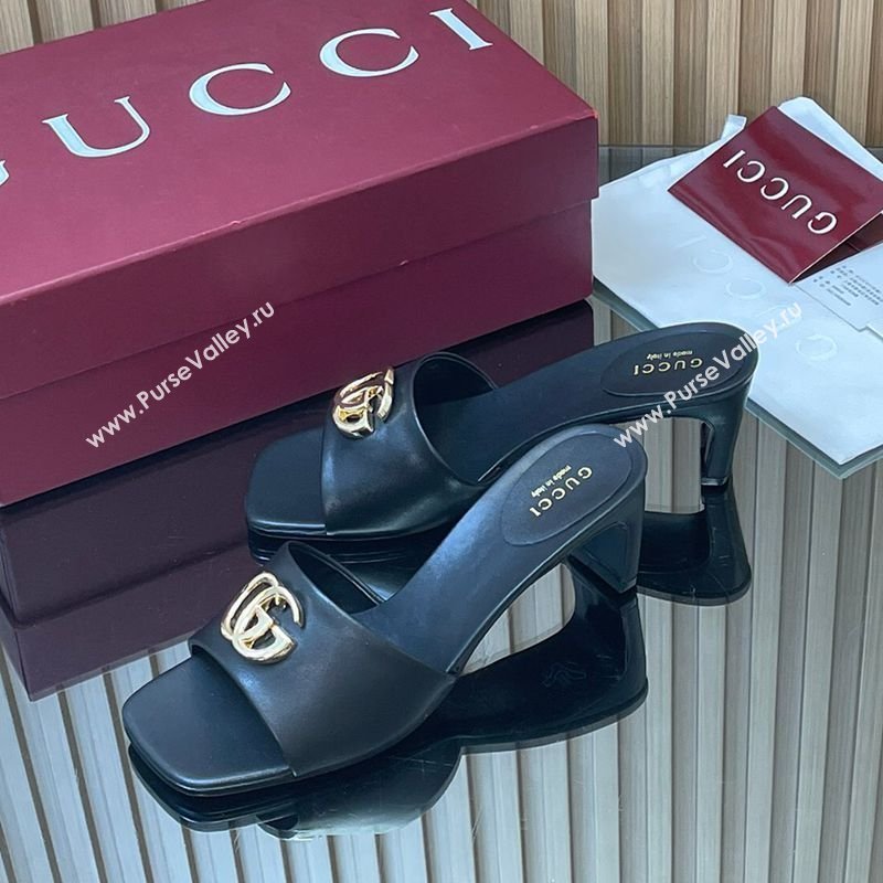 Gucci Lambskin Leather Heel Slides Sandal 5.5cm Black 2026 GG030503 (MD-260305023)