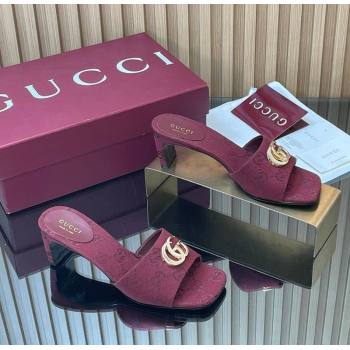 Gucci GG Canvas Heel Slides Sandal 5.5cm Burgundy 2026 GG030503 (MD-260305027)