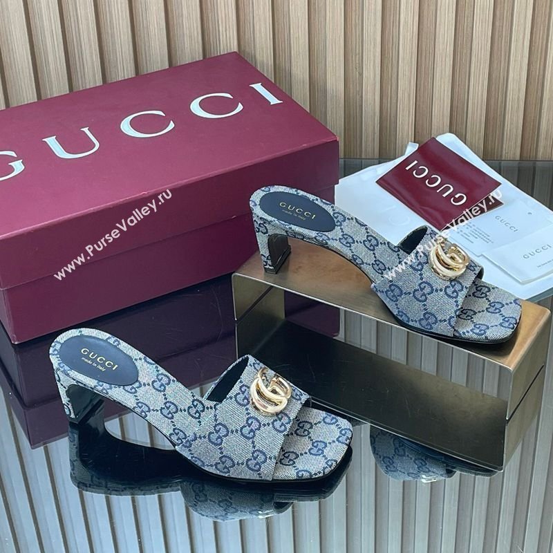 Gucci GG Canvas Heel Slides Sandal 5.5cm Grey 2026 GG030503 (MD-260305029)
