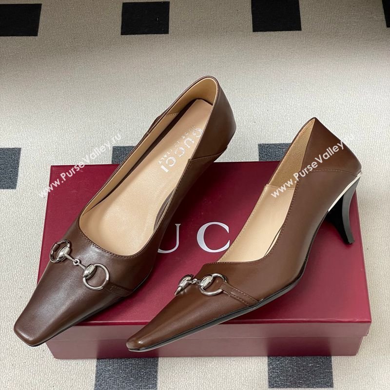 Gucci Vittoria Pumps 5.5cm in Nappa Leather with Horsebit Chocolate 2026 862776 (MD-260305106)