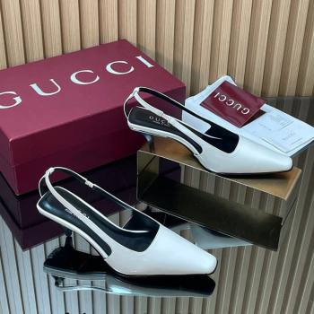 Gucci Patent Leather Slingbacks Pump 5.5cm White 2026 GG030505 (MD-260305089)