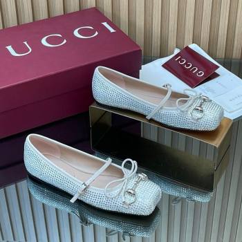 Gucci Crystal Horsebit Ballets Flat White 2026 852381 (MD-260305114)