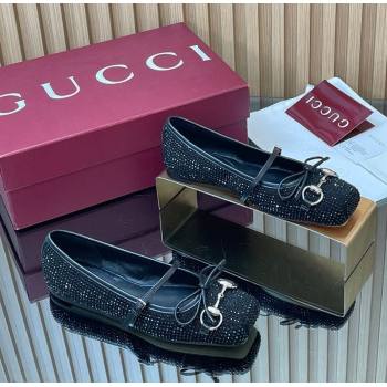 Gucci Crystal Horsebit Ballets Flat Black 2026 852381 (MD-260305116)