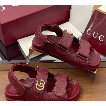Gucci GG Leather Flat Sandals with Strap Burgundy 2026 GG030501 (MD-260305019)