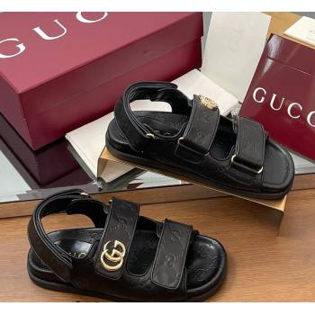 Gucci GG Leather Flat Sandals with Strap Black 2026 GG030501 (MD-260305017)