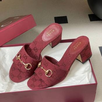 Gucci GG Canvas Heel Slides Sandal 5.5cm with Horsebit Red 2026 8548829 (MD-260305032)