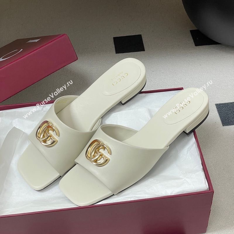 Gucci Lambskin Leather Flat Slides Sandal White 2026 GG030503 (MD-260305080)