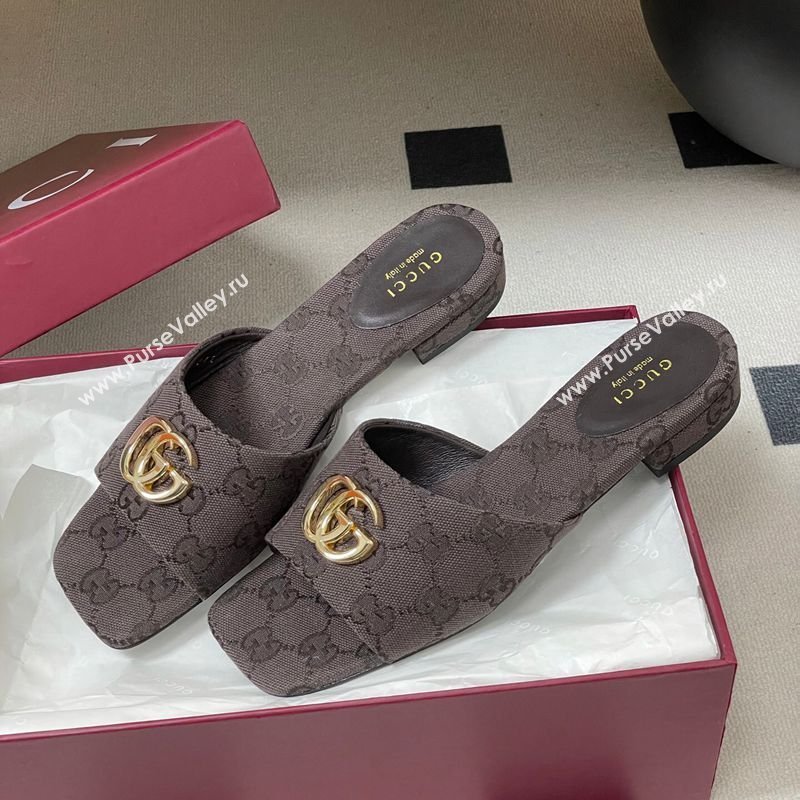 Gucci GG Canvas Flat Slides Sandal Dark Brown 2026 GG030503 (MD-260305075)