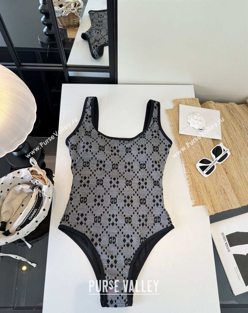 Gucci One-Piece Swimwear Grey/Black 2026 GG031903 (WM-260319075)