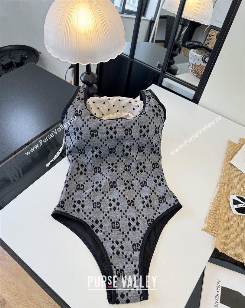 Gucci One-Piece Swimwear Grey/Black 2026 GG031903 (WM-260319075)