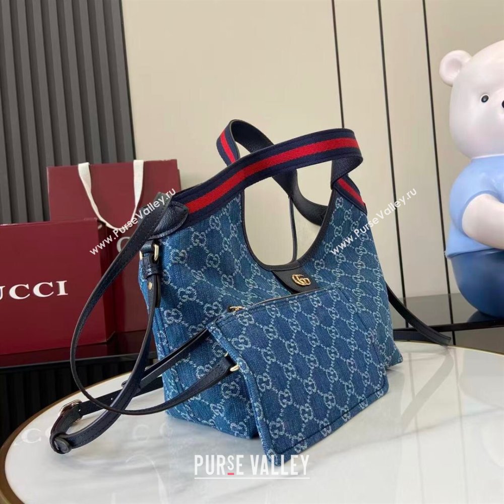 Gucci Giglio Small Tote Bag in GG Denim 860845 Light Blue 2025 (XLU-251203001)