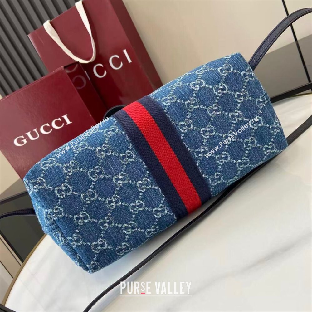Gucci Giglio Small Tote Bag in GG Denim 860845 Light Blue 2025 (XLU-251203001)