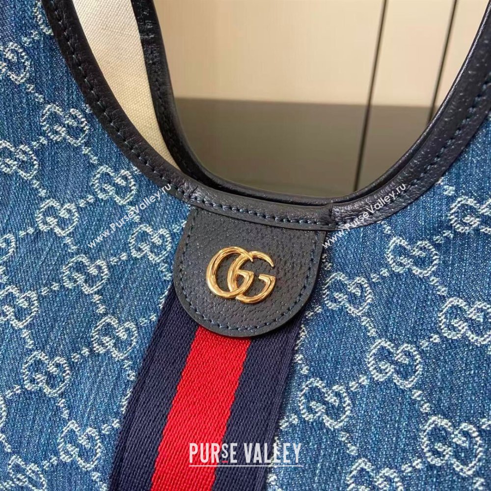Gucci Giglio Small Tote Bag in GG Denim 860845 Light Blue 2025 (XLU-251203001)