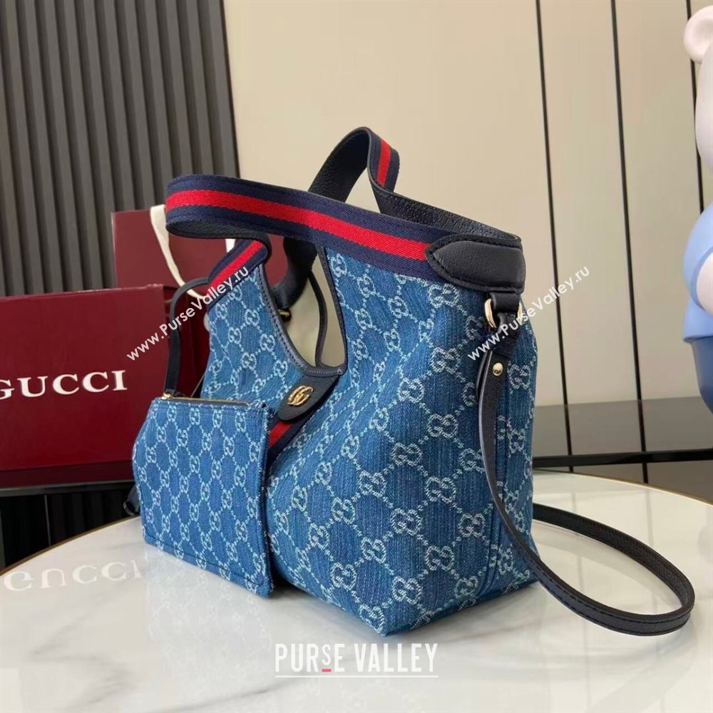 Gucci Giglio Small Tote Bag in GG Denim 860845 Light Blue 2025 (XLU-251203001)
