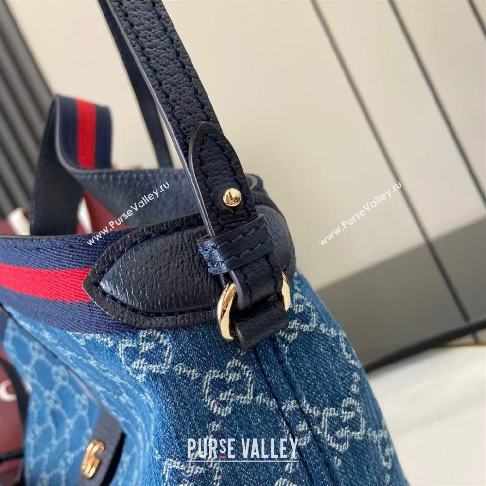 Gucci Giglio Small Tote Bag in GG Denim 860845 Light Blue 2025 (XLU-251203001)