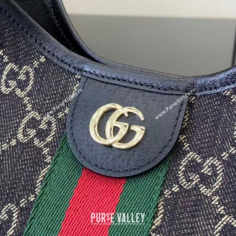 Gucci Giglio Small Tote Bag in GG Denim 860845 Black 2025 (XLU-251125019)