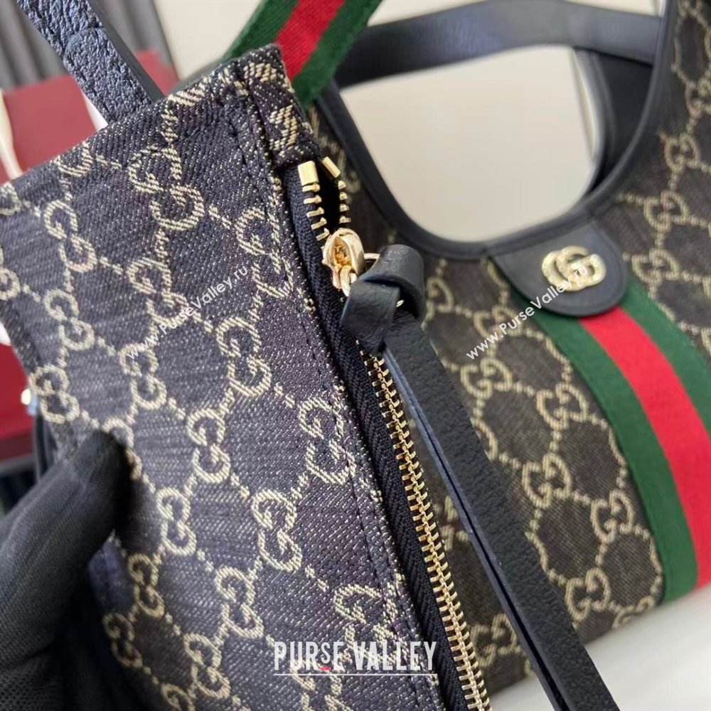 Gucci Giglio Small Tote Bag in GG Denim 860845 Black 2025 (XLU-251125019)
