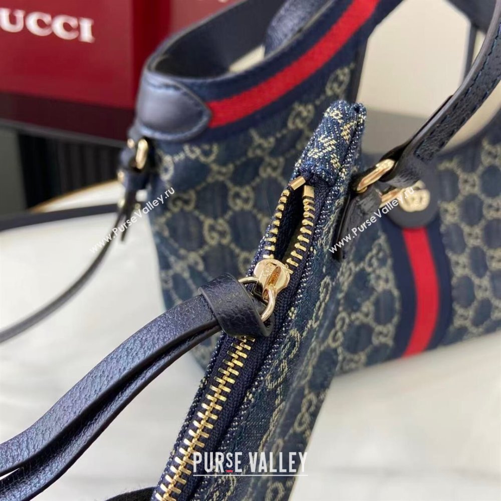 Gucci Giglio Small Tote Bag in GG Denim 860845 Navy Blue 2025 (XLU-251125021)