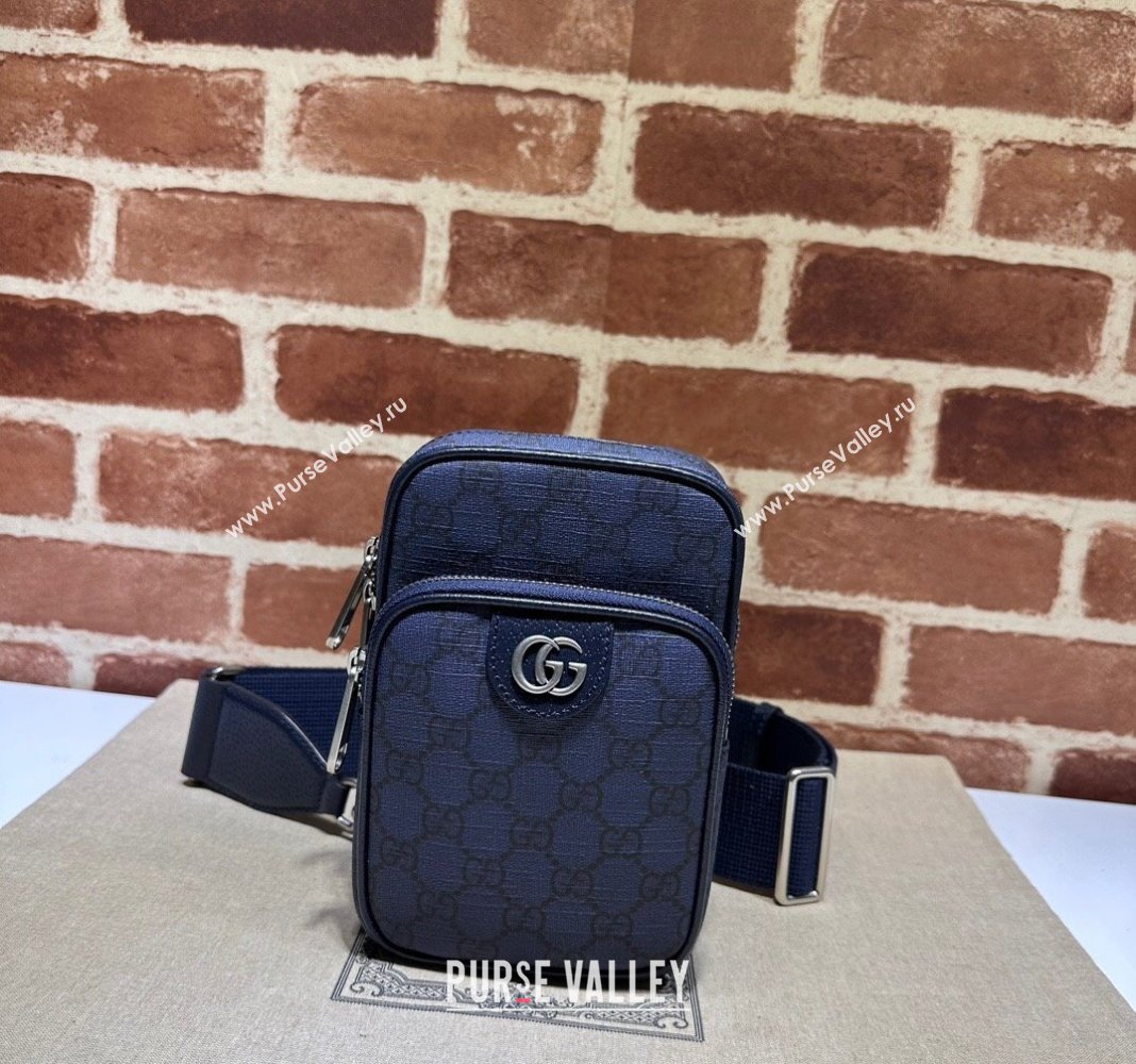 Gucci Mens Ophidia GG Canvas Mini Bag 752565 Dark Blue 2023 (DLH-231128097)