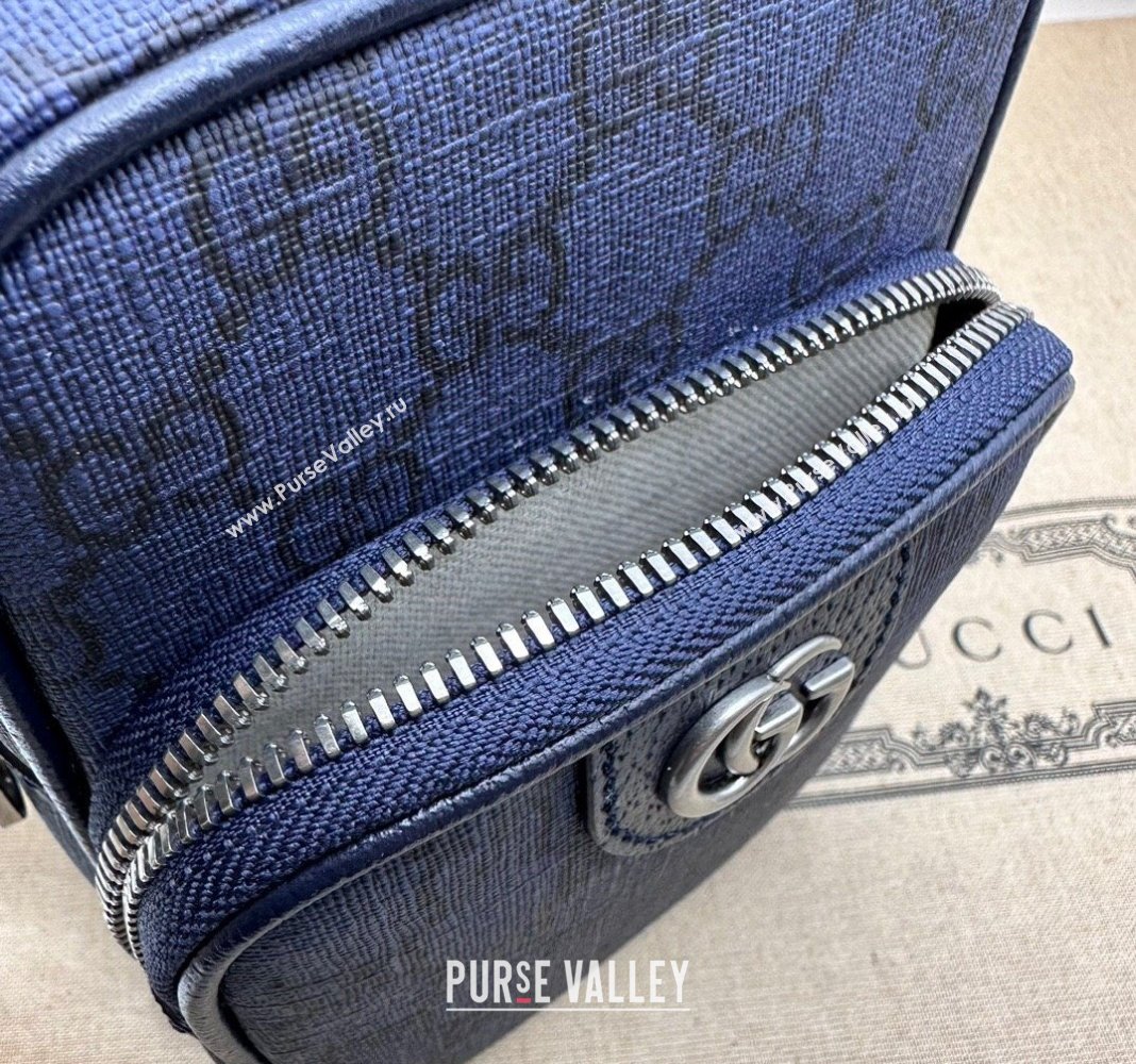 Gucci Mens Ophidia GG Canvas Mini Bag 752565 Dark Blue 2023 (DLH-231128097)