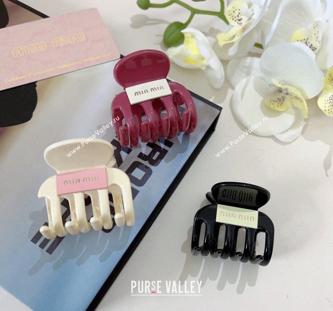 Miu Miu Hair Clip White/Black/Red 2024 0513 (A-240514011)